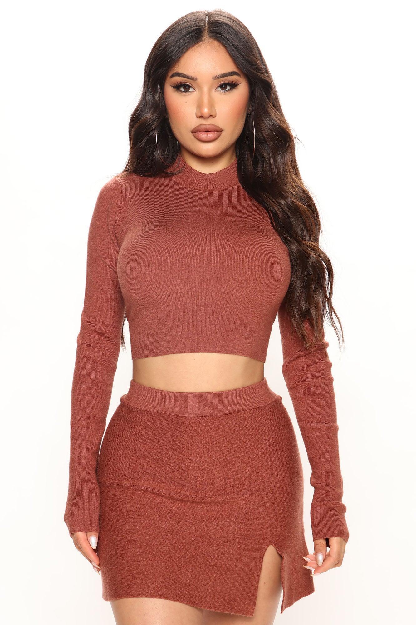 So Sweet Sweater Skirt Set - Rust Product Image
