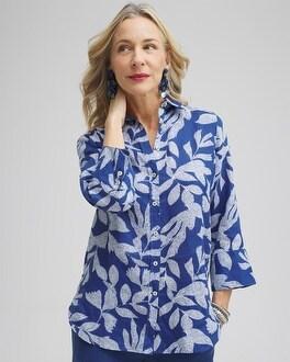 No Iron™ Linen Leaf 3/4 Sleeve Shirt Product Image