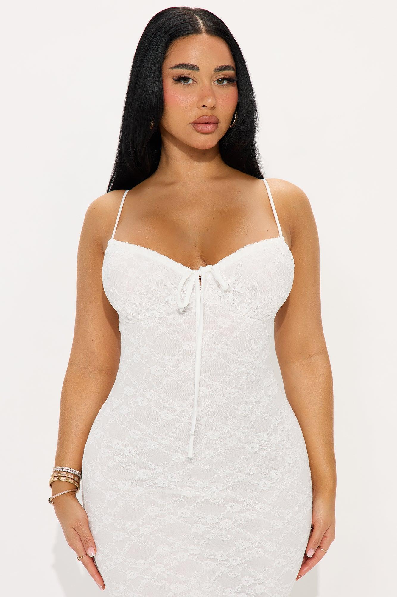 Looking Good Lace Midi Dress - White Product Image