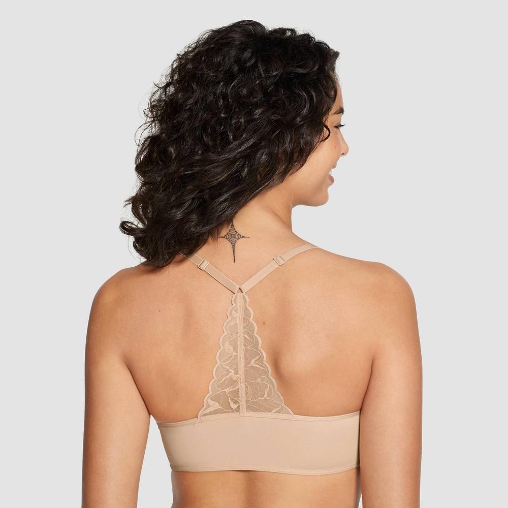 True & Co. Women's Everybody Lace Racerback Bralette - Bare M: Nylon Elastane, V Neck, Adjustable Strap Product Image