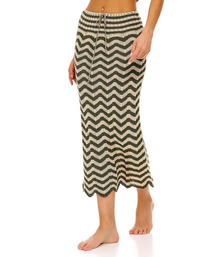 Agua Bendita Mira Chevron Embroidered Knit Pull-On Coordinating Midi Skirt Product Image