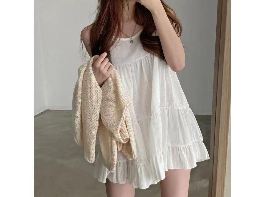 Spaghetti Strap Tiered Oversized Mini Dress Product Image