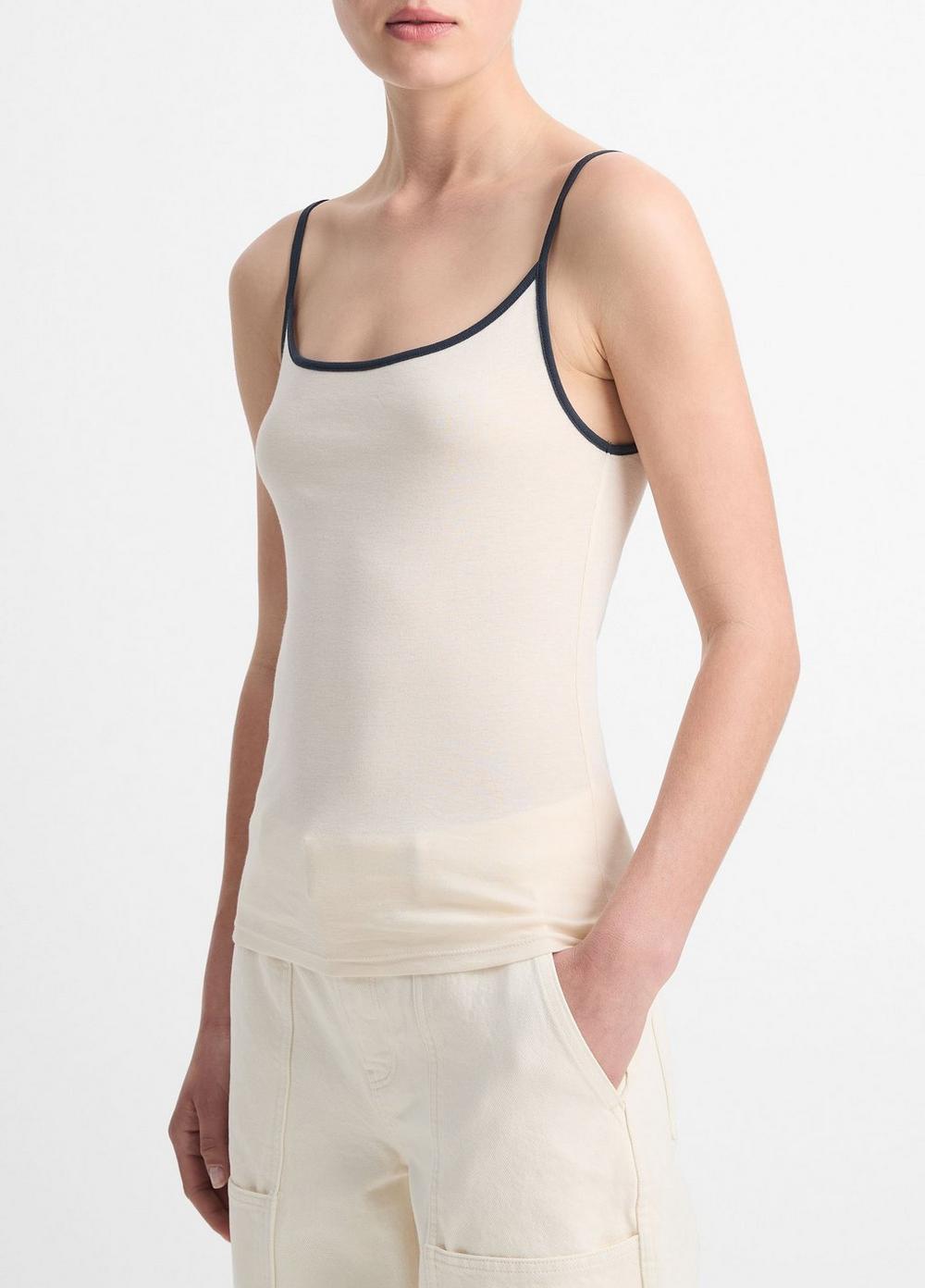 Womens Pima Cotton Tipped Camisole, Deep Lake/flaxen, Size XS Vince Product Image