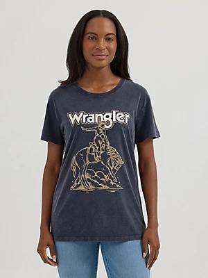 Women's Wrangler Western Graphic Boyfriend Tee in Olivine Mineral Wash Product Image