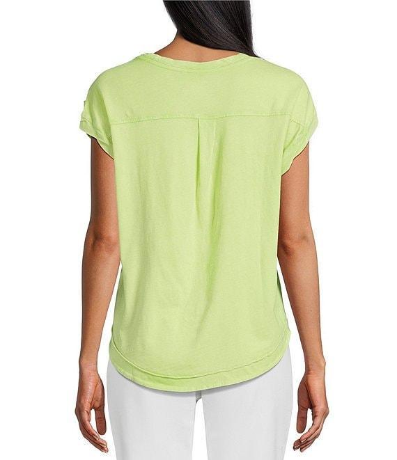Westbound Petite Size Twist Sleeve Crew Neck Top Product Image