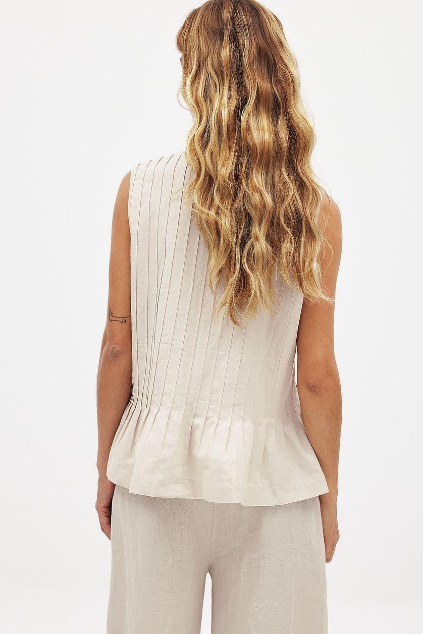 Linen Blend Pleated Top Product Image