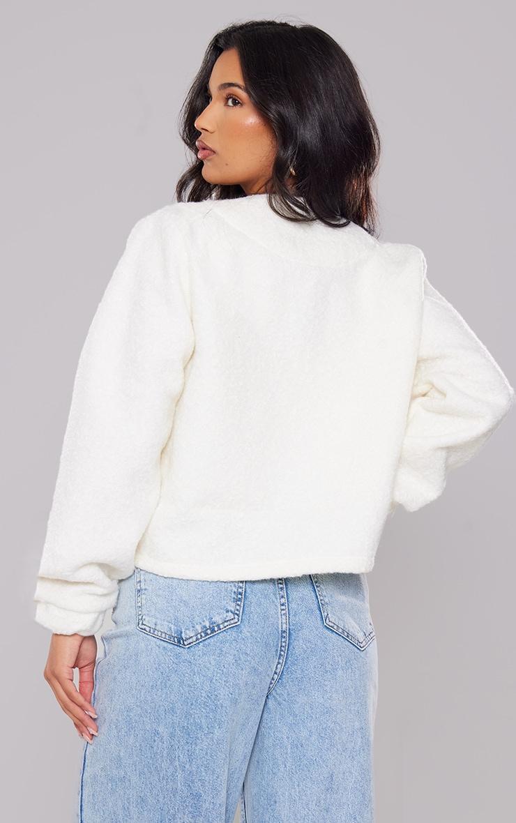 Cream Borg Oversized Bomber Jacket Product Image
