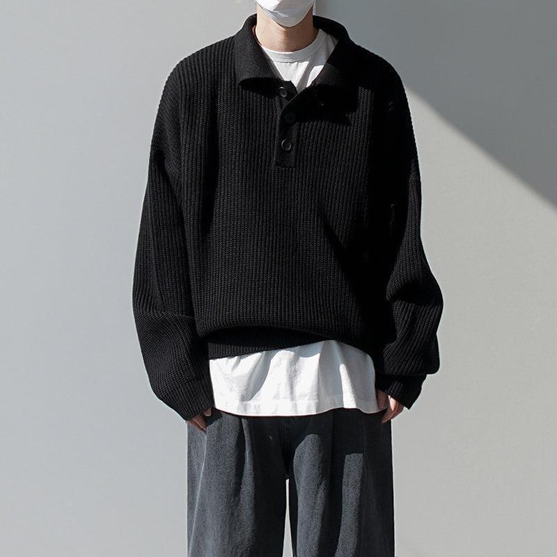 RT No. 4146 KNITTED BUTTON-UP SHIRT SWEATER Product Image