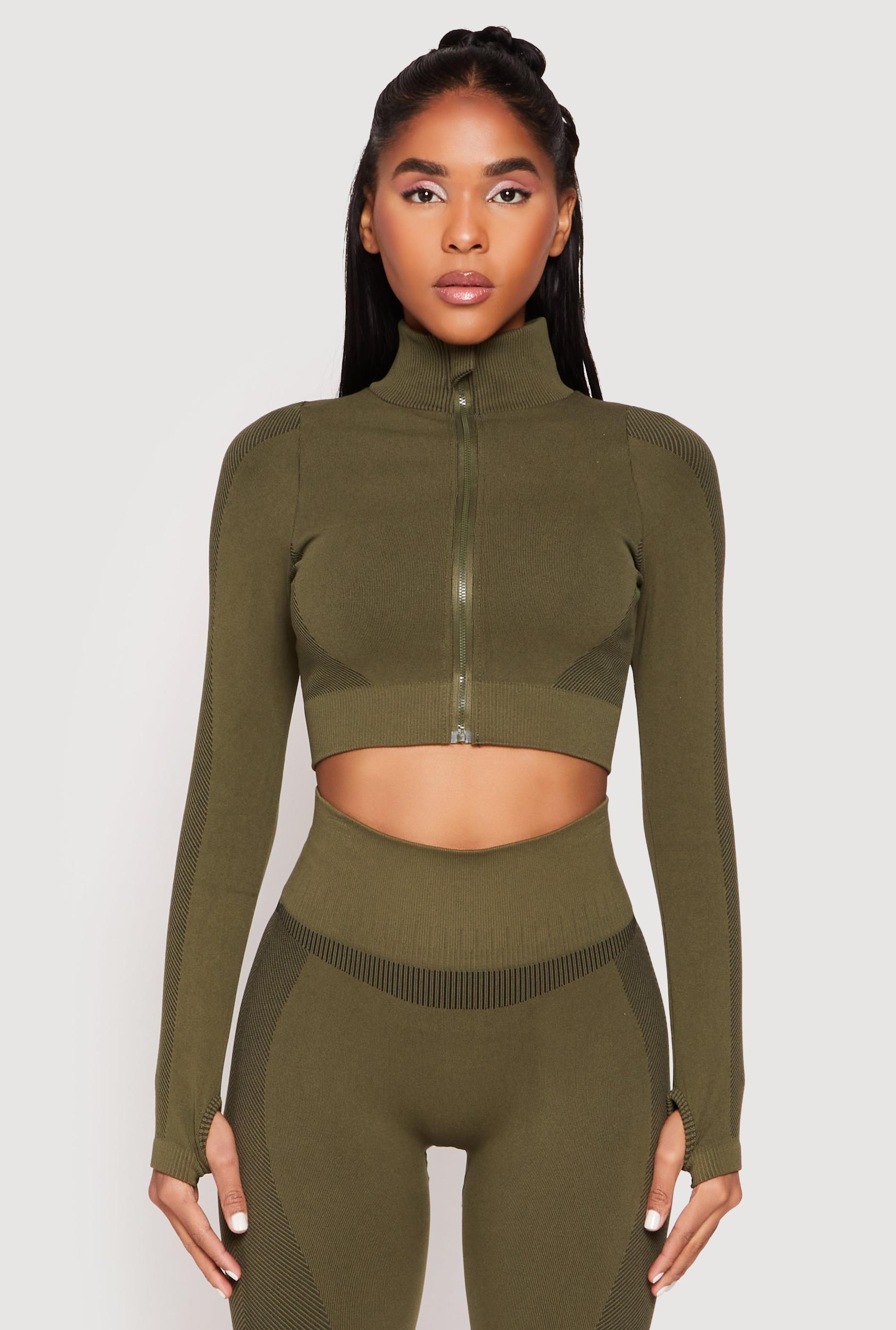 Womens Compression Rib Mock Neck Track Jacket Product Image