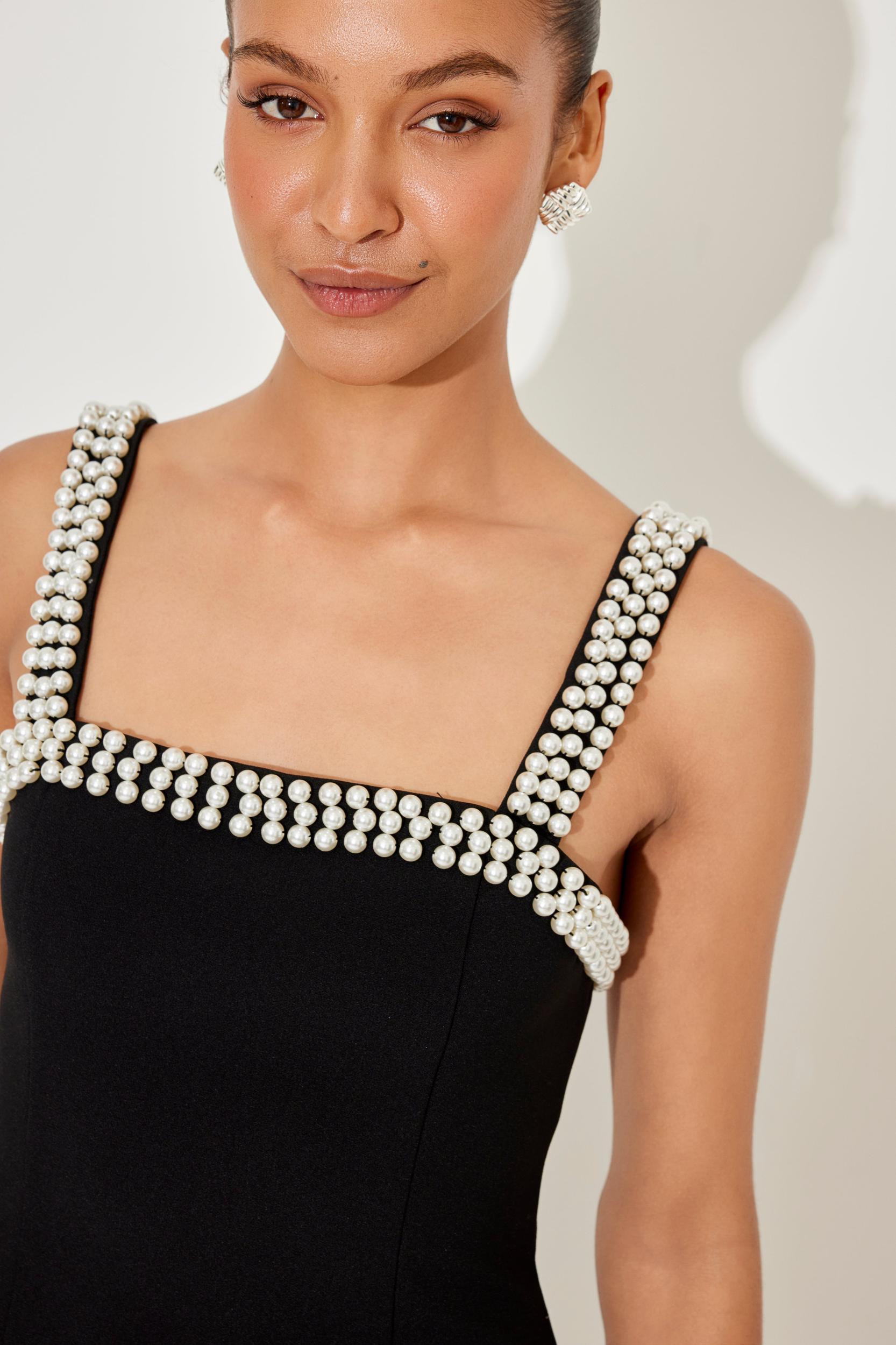 The Ultimate Muse Pearl Trim Mini Dress Product Image