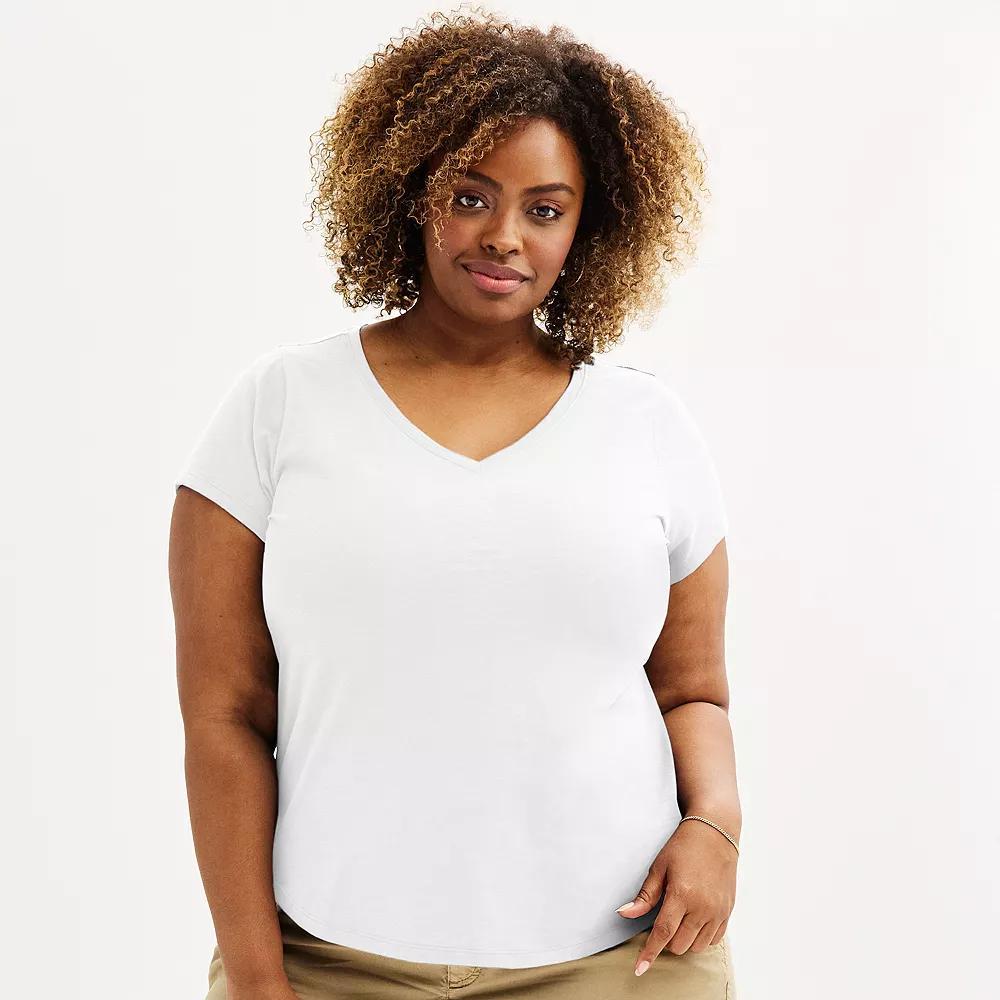 Plus Size Sonoma Goods For Life® Everyday V-Neck T-Shirt, Women's, Size: 2XL, Vital White Product Image
