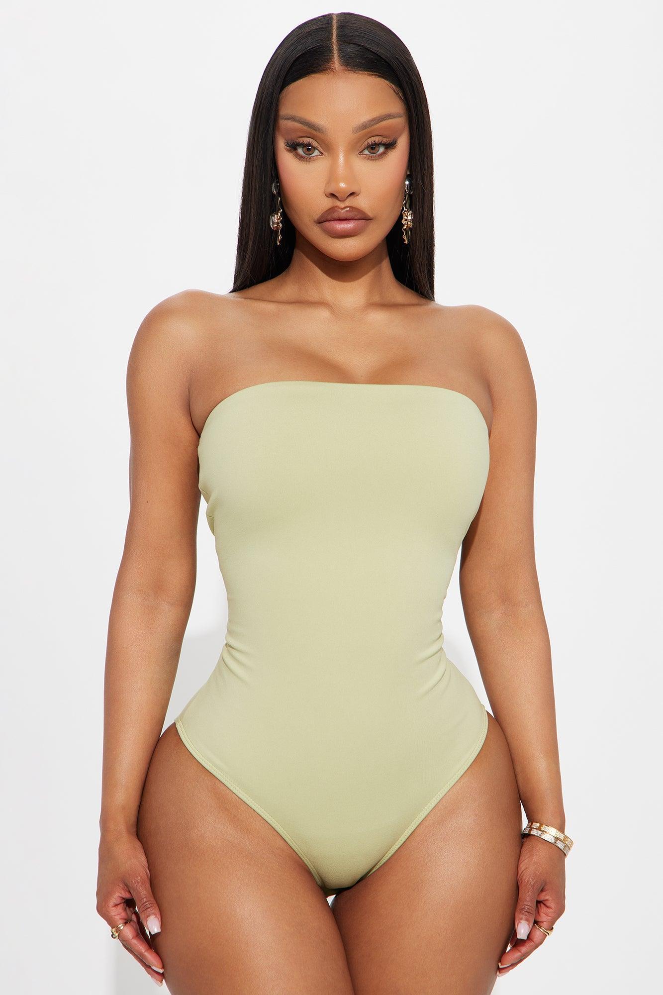 Alli Double Lined  Strapless Bodysuit - Sage Product Image