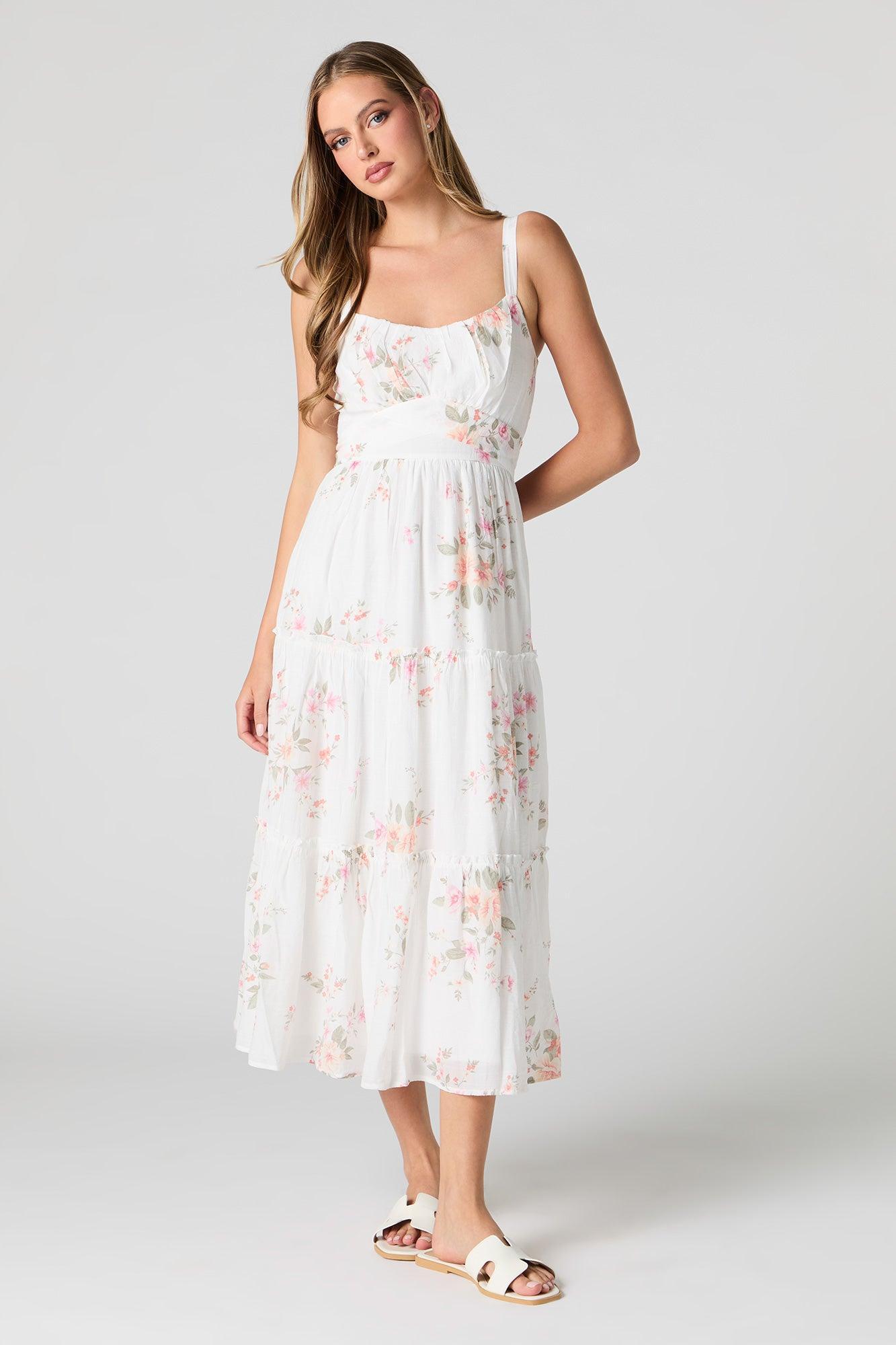 Tie Back Tiered Midi Dress Female Product Image