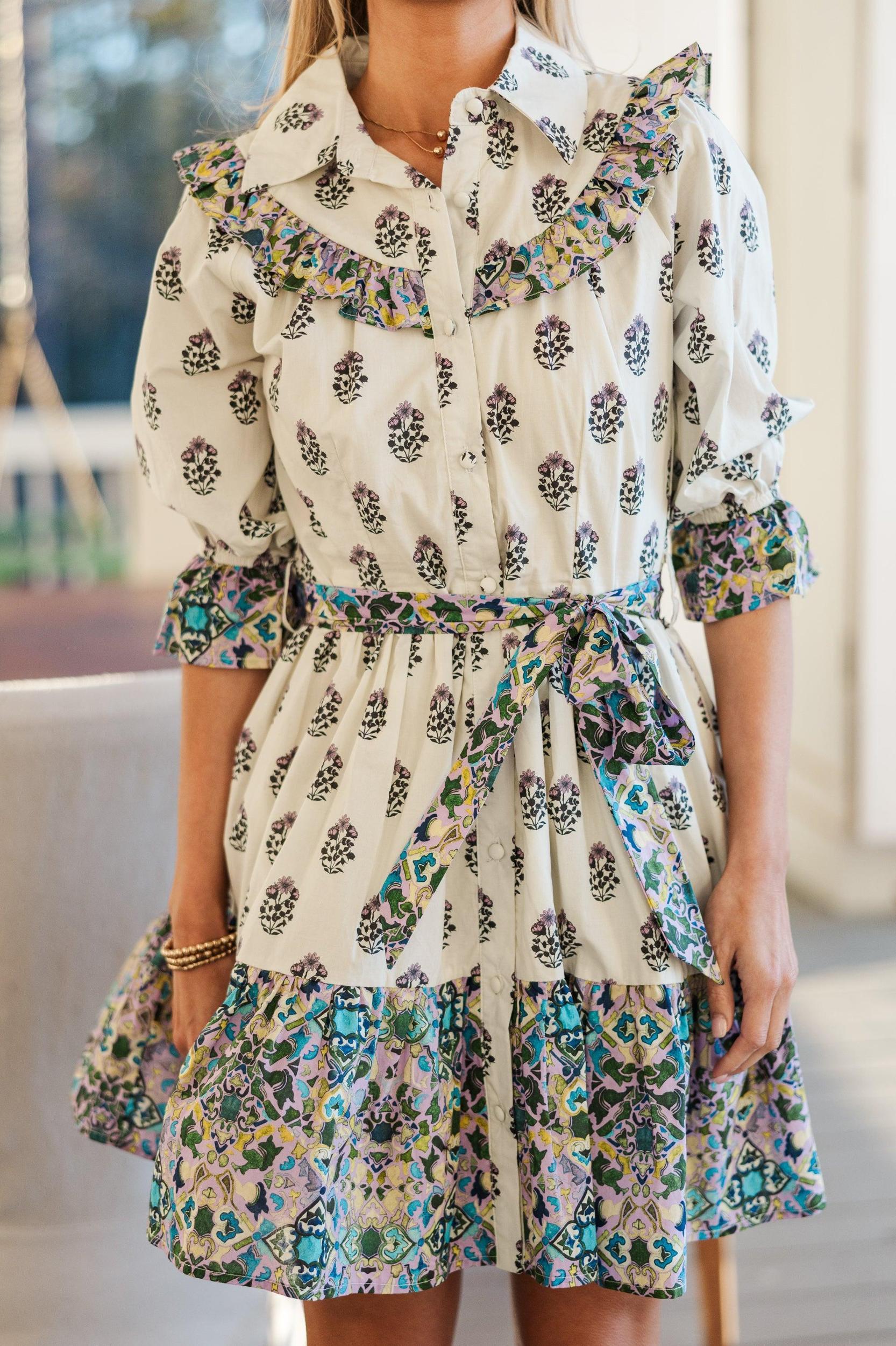 Help You Out Lavender Mixed Print Dress Female Product Image