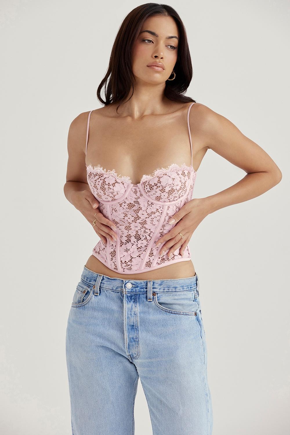 Mila  rose lace underwired corset Product Image