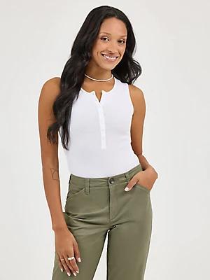 Women's Sleeveless Henley Button Front Bodysuit | Women's Tops | Lee® Product Image