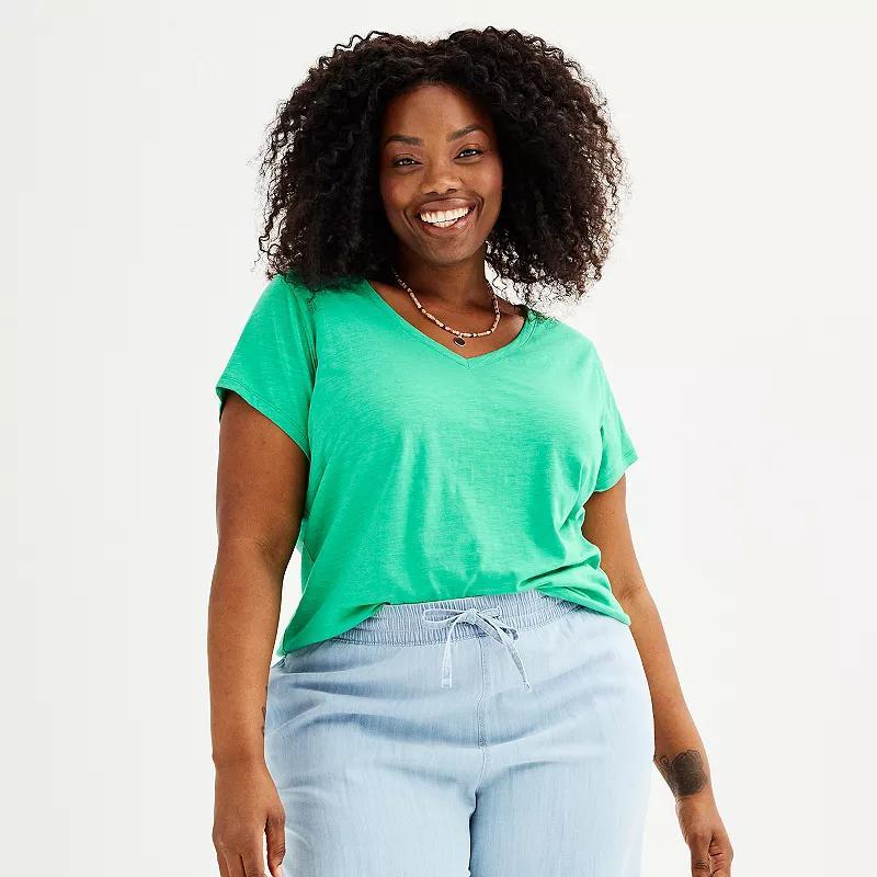 Plus Size Sonoma Goods For Life® Everyday V-Neck T-Shirt, Women's, Size: 4XL, Manolo Green Product Image