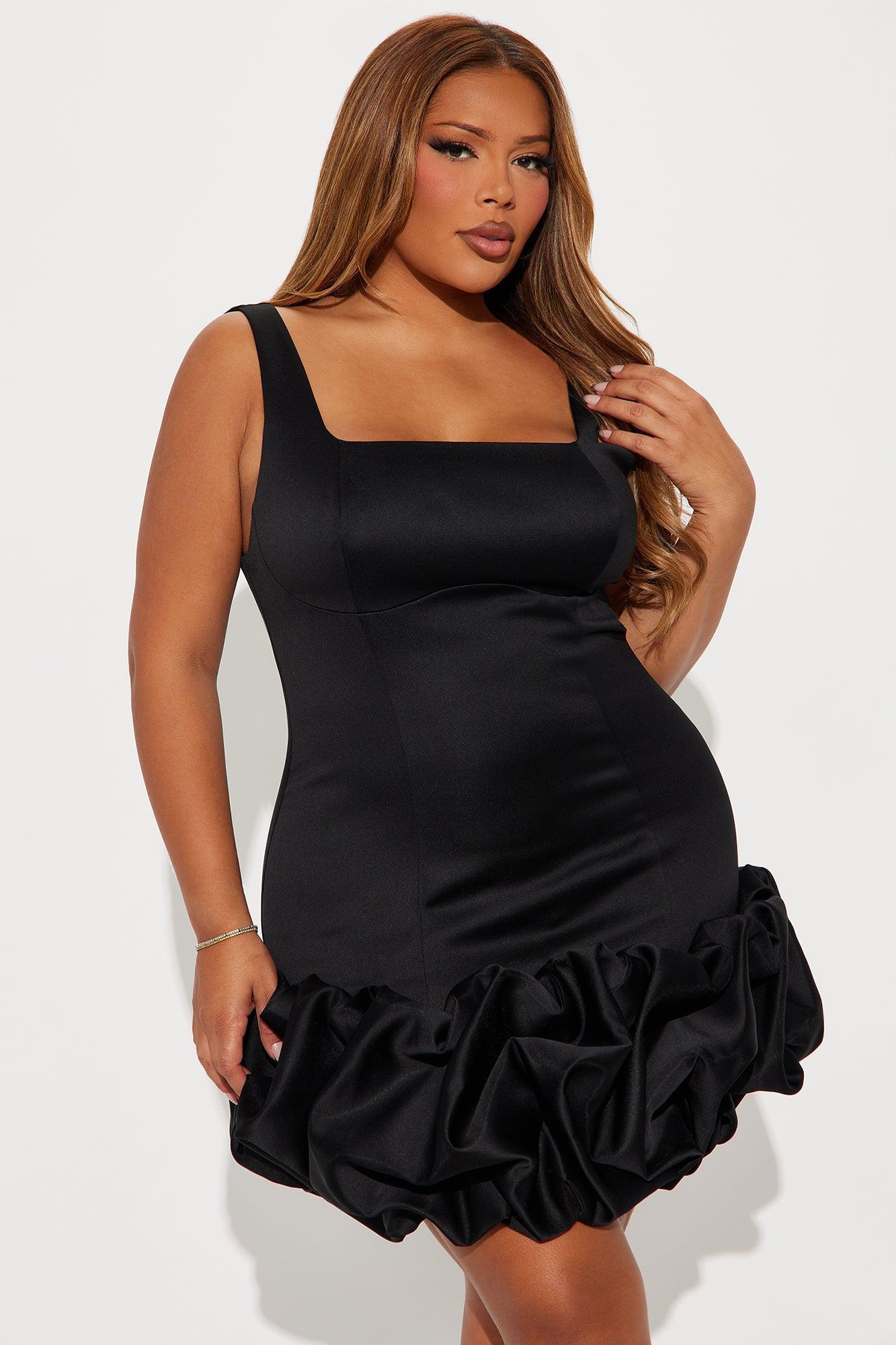 Sienna Satin Mini Dress - Black Product Image