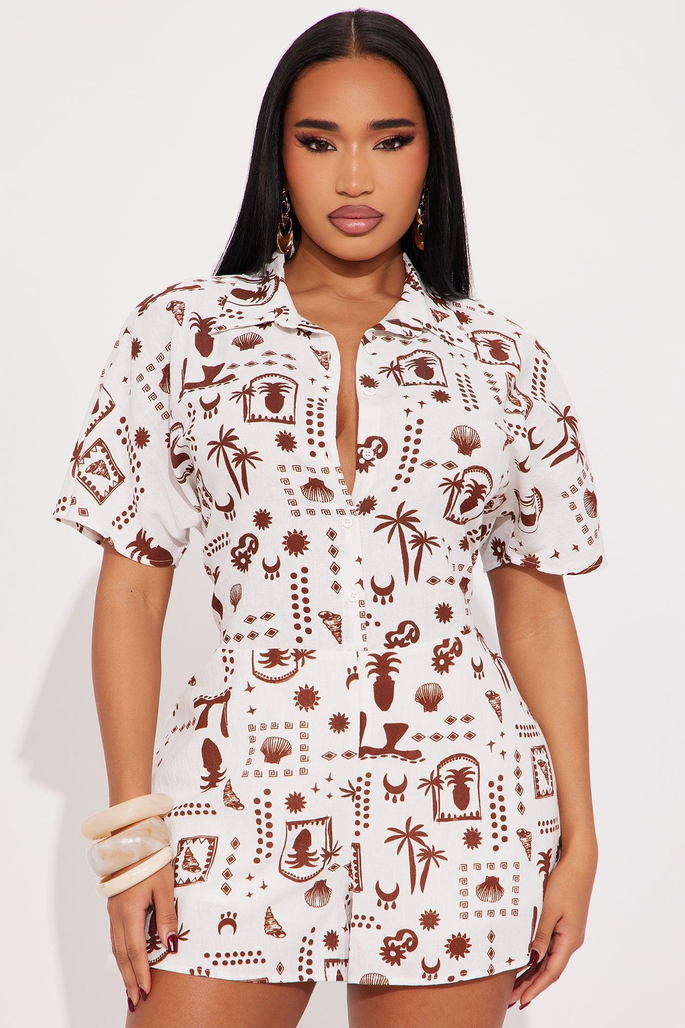 When In Rome Oversize Romper - White/combo Product Image