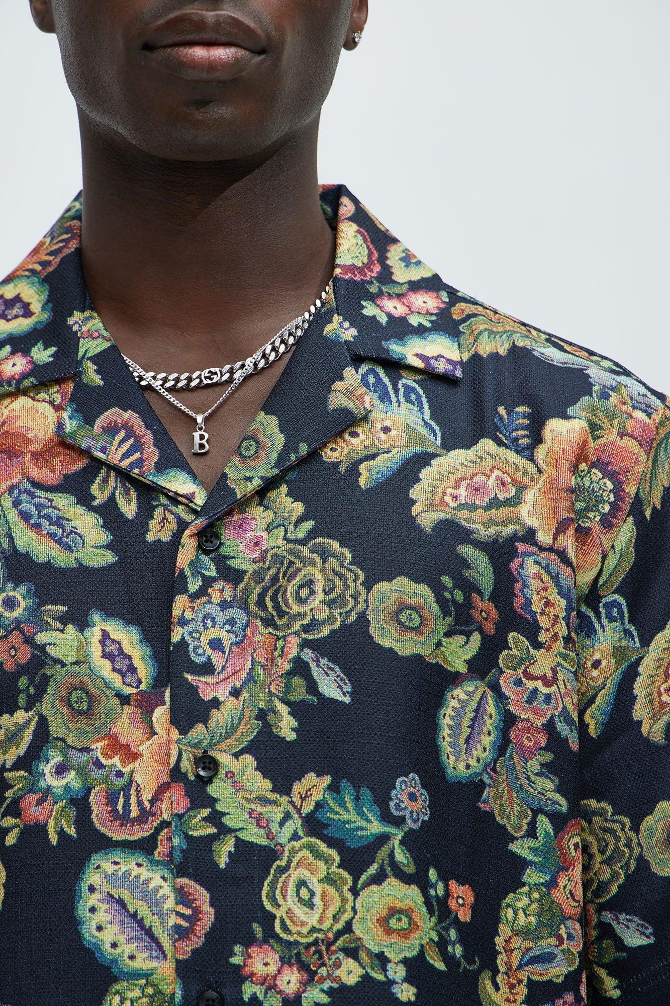 Floral Detail Shirt - Black/combo Product Image