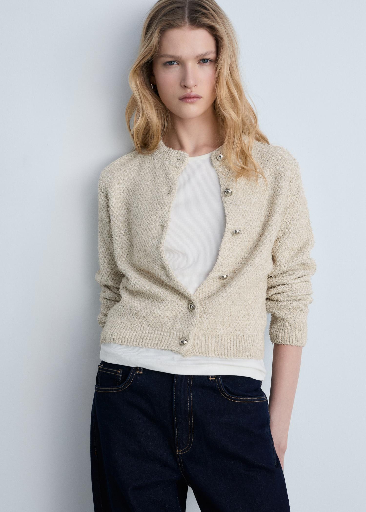 Chunky-knit jacket with buttons - Women | MANGO USA Product Image