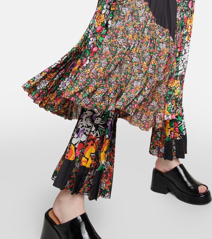 SACAI Floral-print Pleated Midi Skirt With Belt In Neutral Product Image