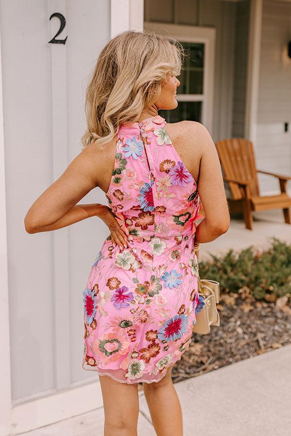 Exclusive Party Embroidered Mini Dress In Pink Product Image