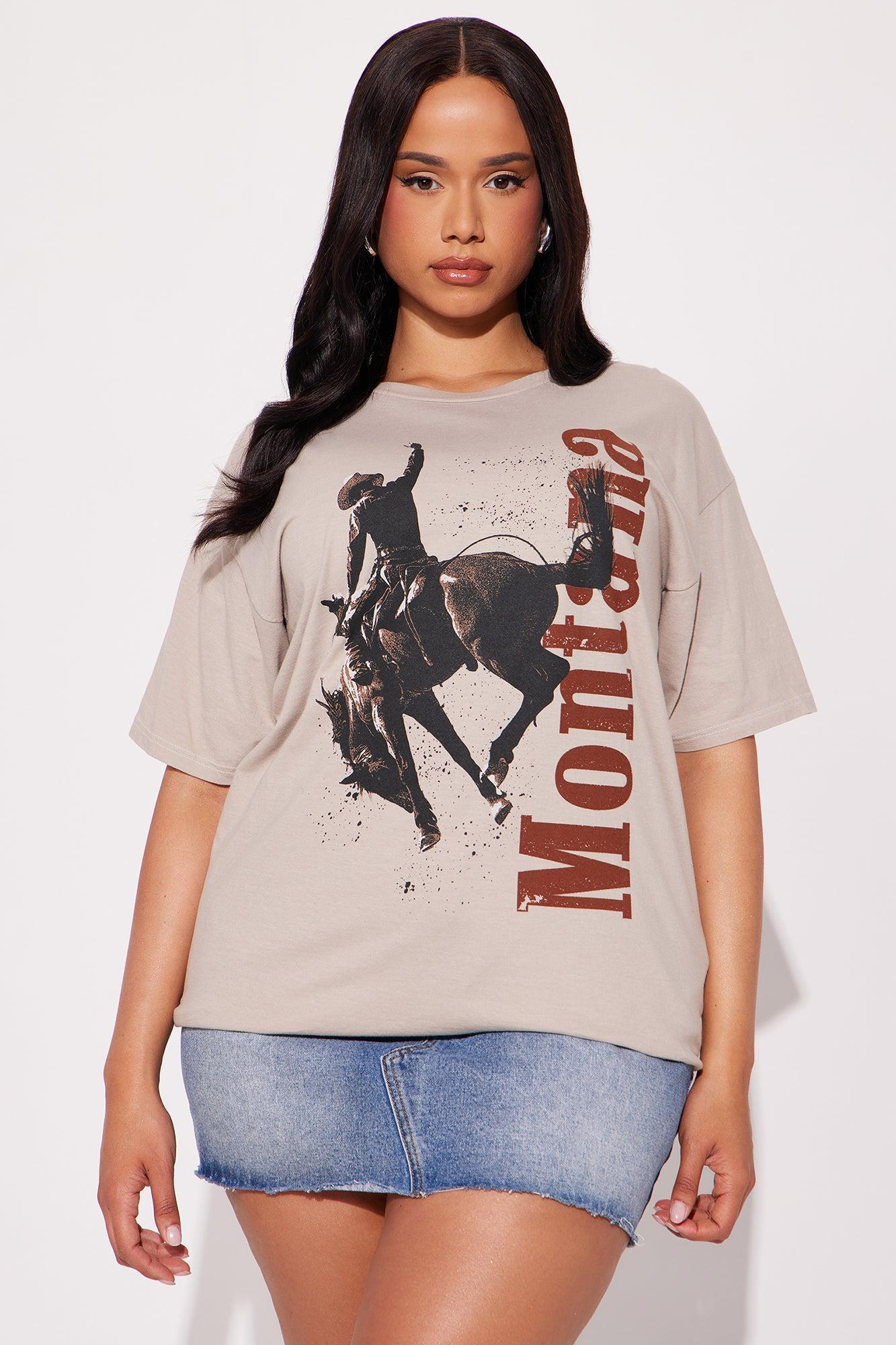 Montana Western Washed Oversized Tee - Natural Product Image