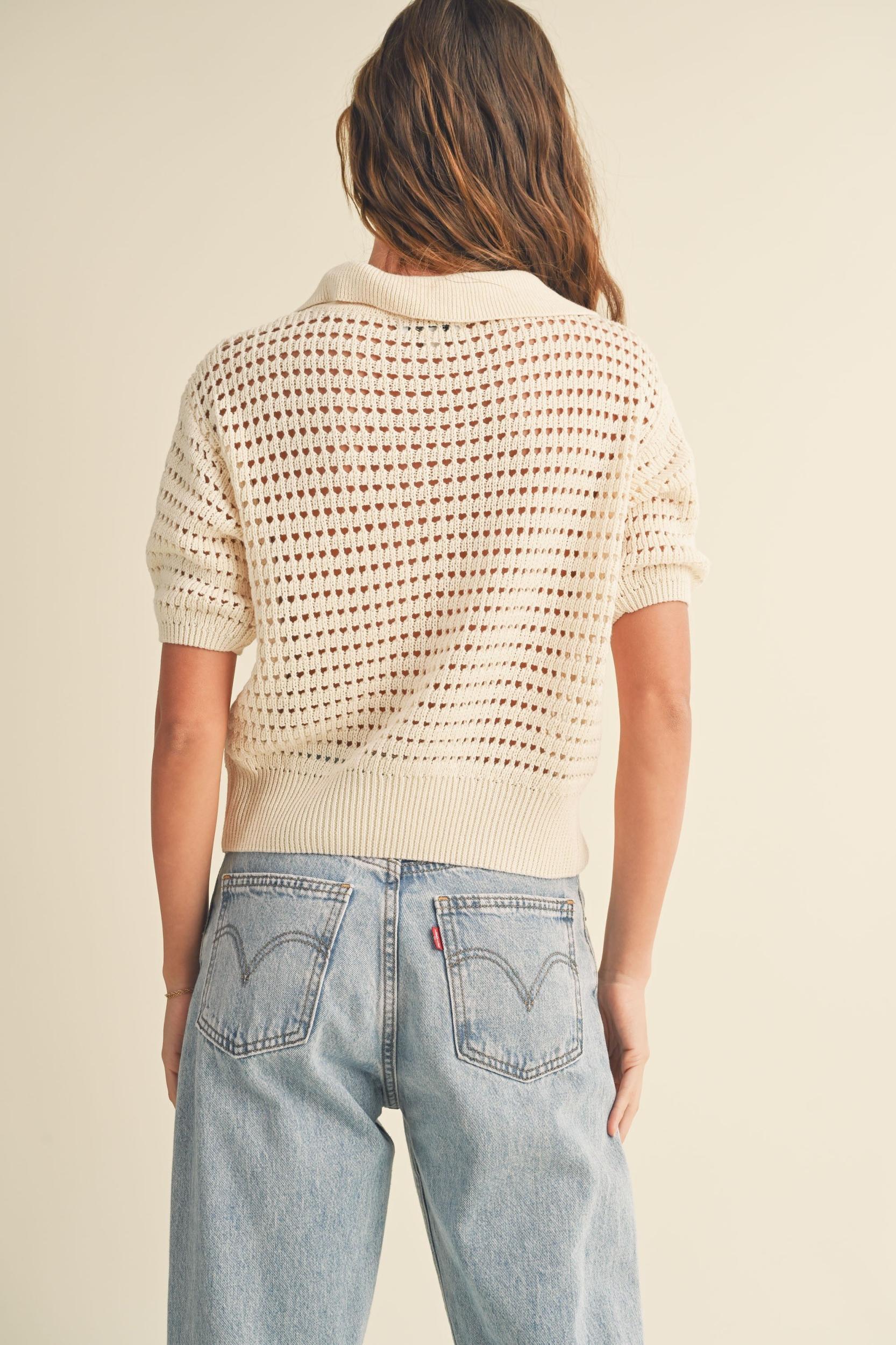 Crochet Knitted Collared Top Product Image