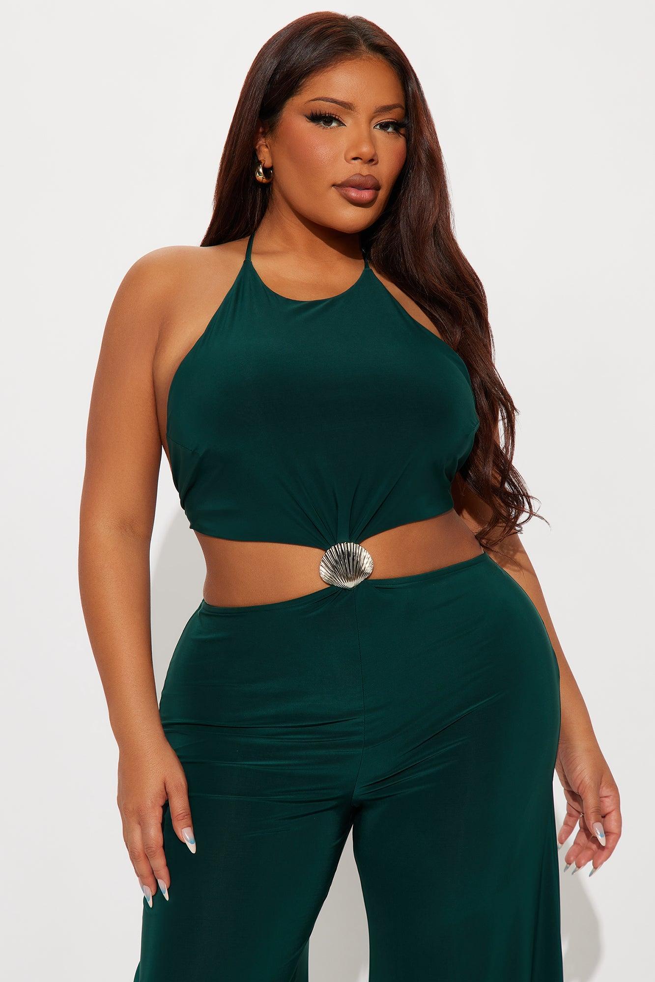 Call It Fate Backless Jumpsuit - Hunter Product Image