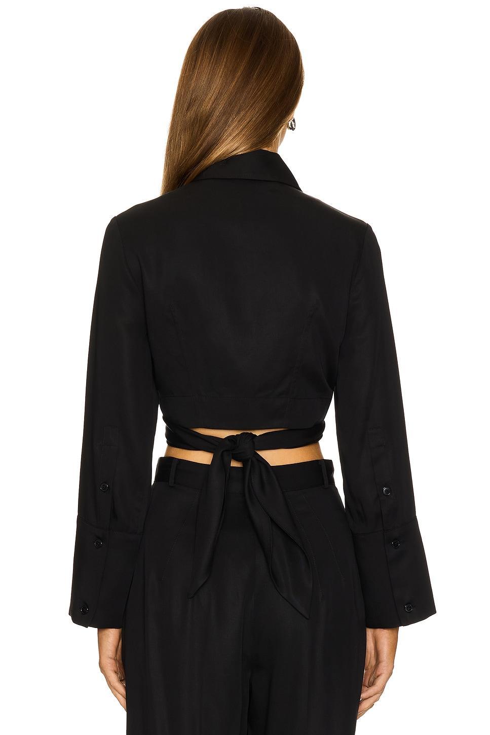 Collared Long Sleeve Wrap Top MATTHEW BRUCH Product Image