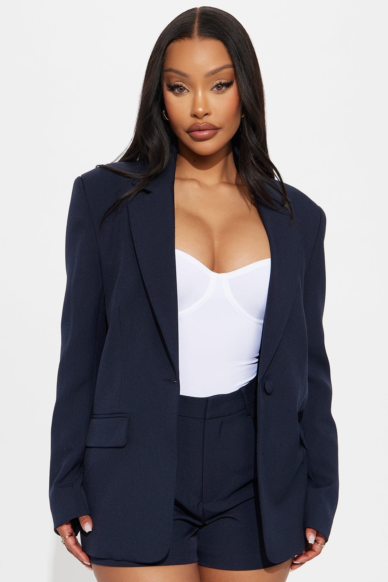 Cara Oversized Boxy Blazer - Navy Product Image