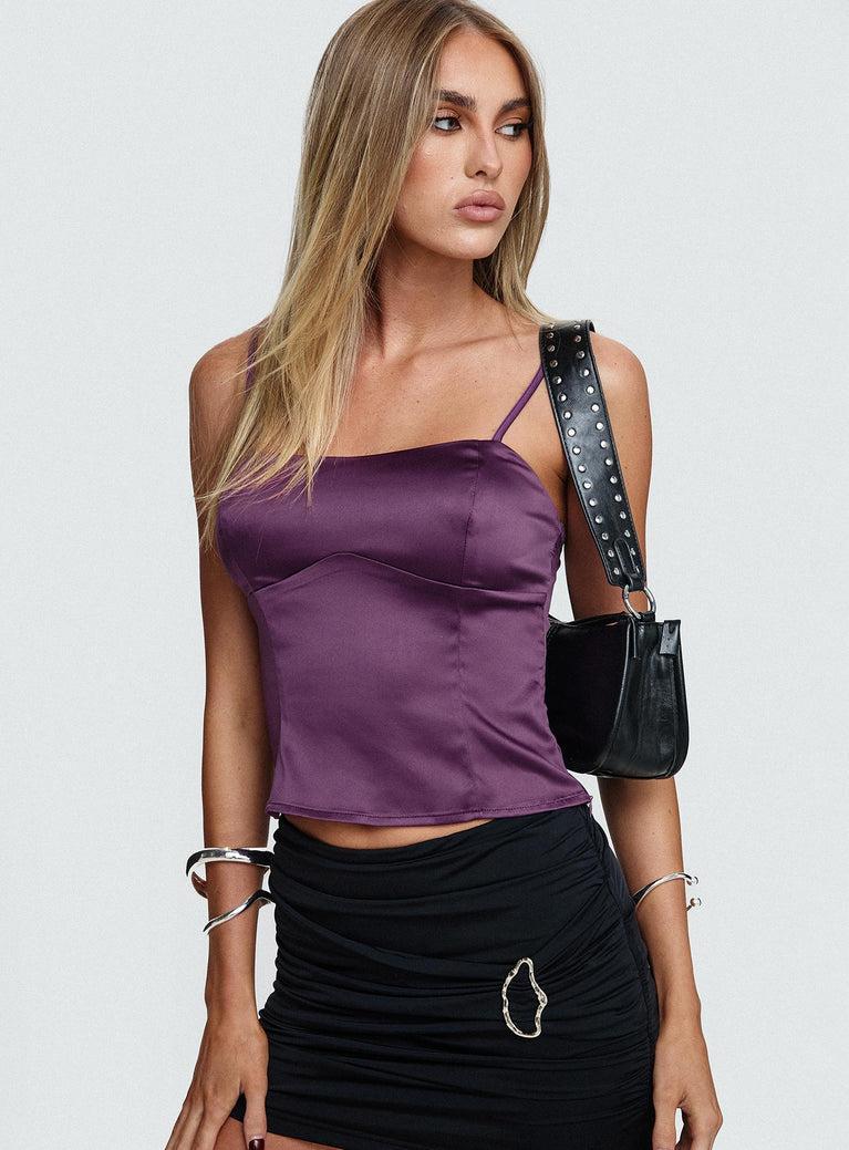 Marcelline Satin Top Plum Product Image