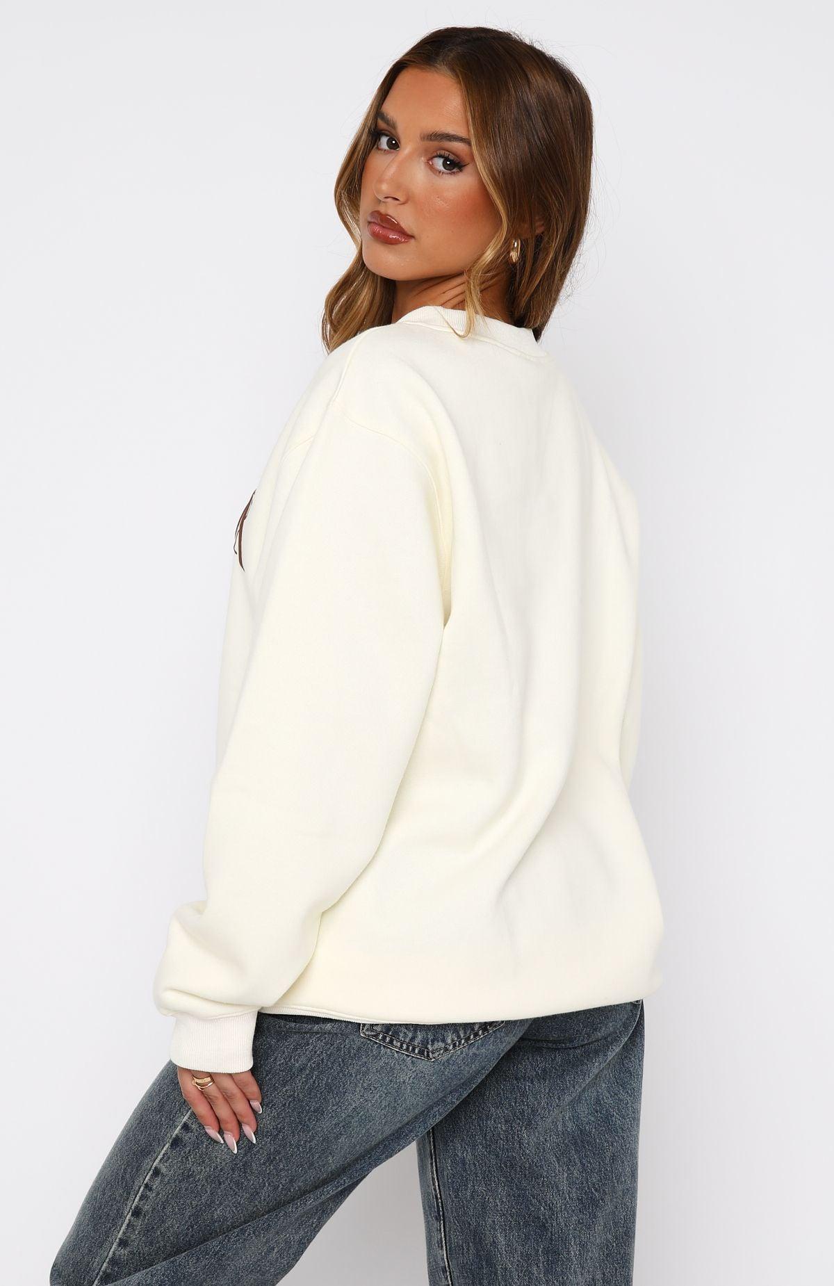 Espresso Love Oversized Sweater Off White Product Image