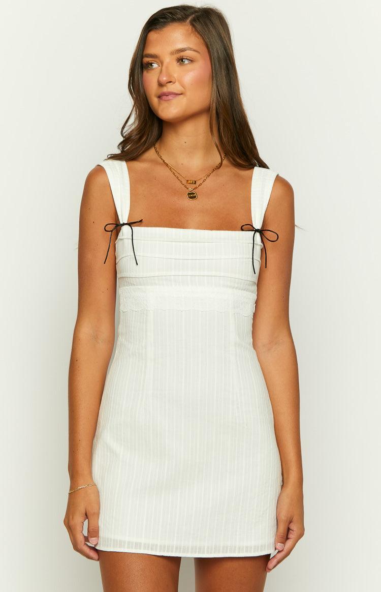 Taylor White Tie Back Mini Dress Girls Product Image