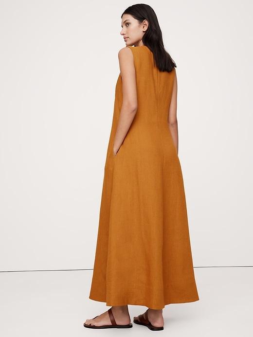 Linen V-Neck Maxi Dress Product Image