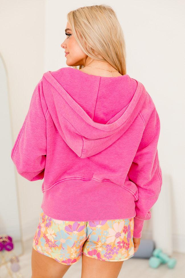 Learn As You Go Pink Acid Washed Quarter Zip Pullover FINAL SALE Product Image