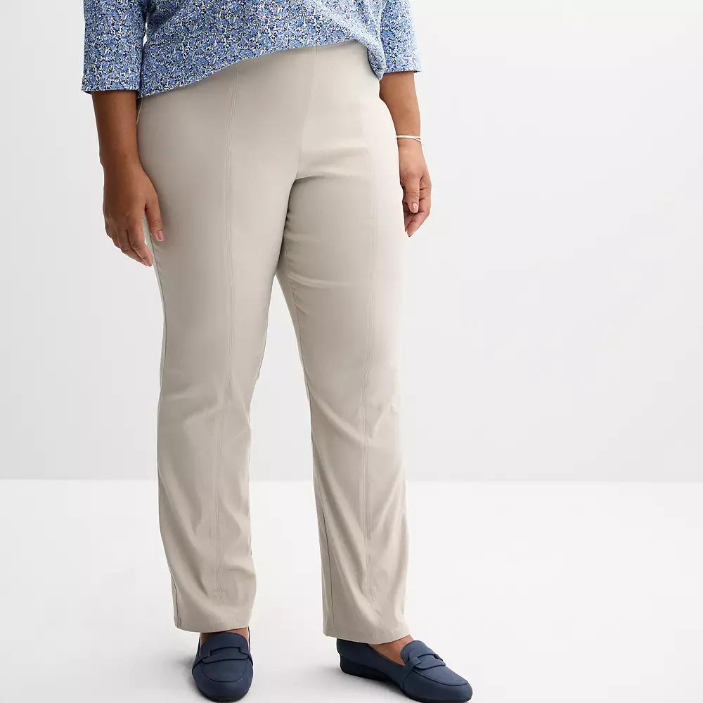 Plus Size Croft & Barrow® Seamed Straight Leg Pull-On Pants, Women's, Size: 28 W, Beige Grace Product Image