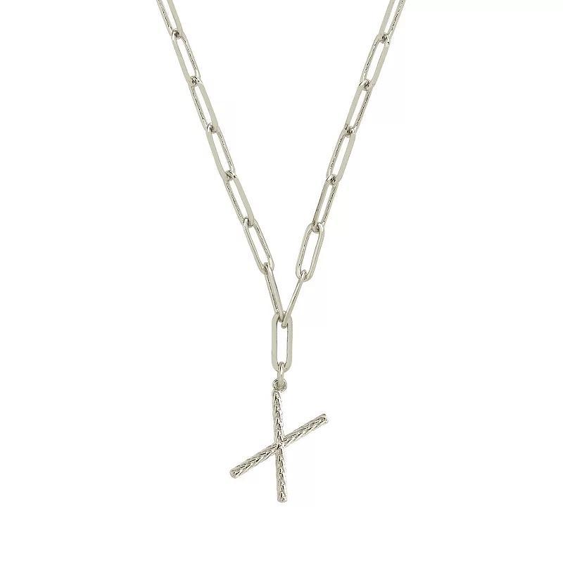 MC Collective Braided Initial Pendant Necklace, Women's, Size: 16", Silver Tone H Product Image