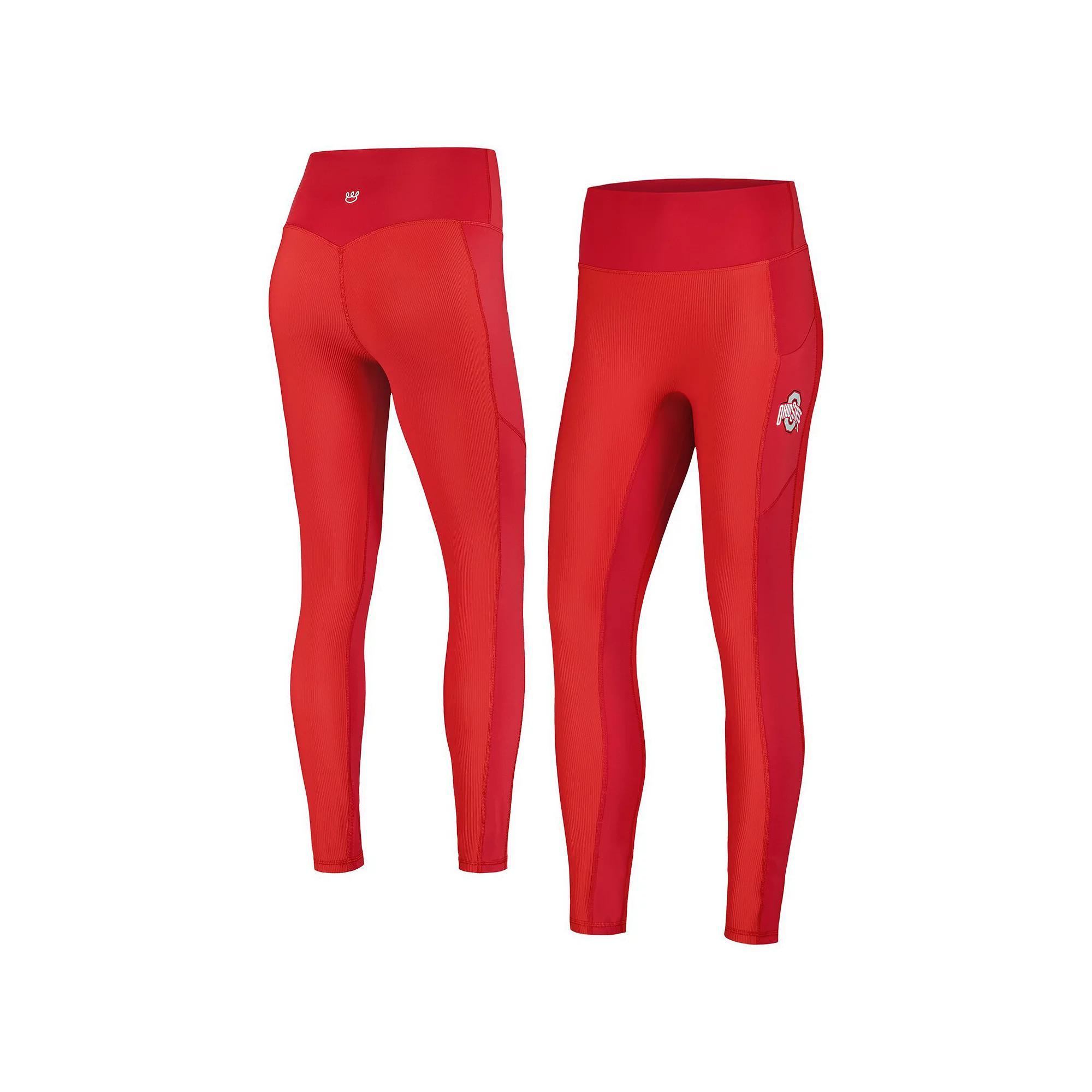 Women's KadyLuxe  Scarlet Ohio State Buckeyes 7/8 Mixed Media Pocket iLeggings, Size: 2XL, Red Product Image