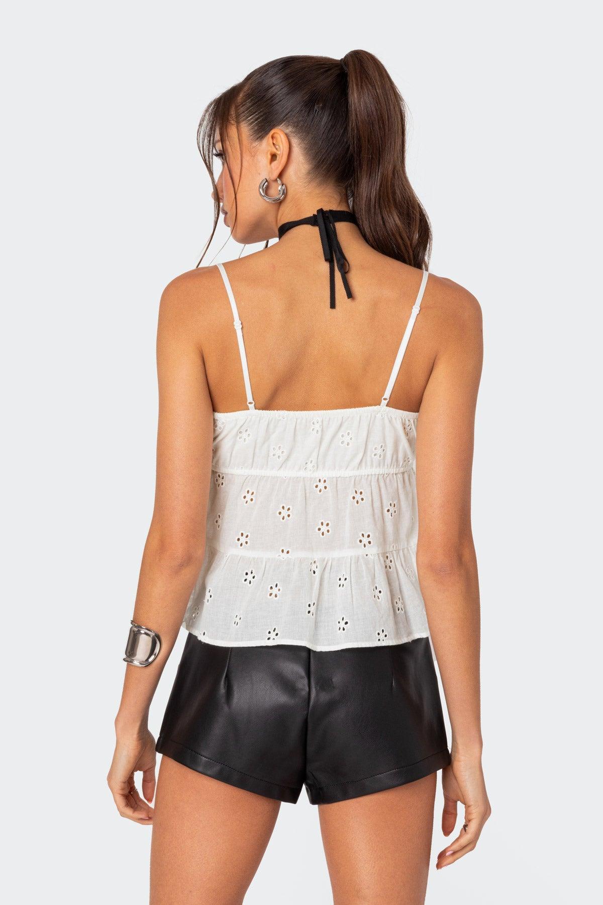 Chelsea Tie Front Eyelet Tank Top Product Image