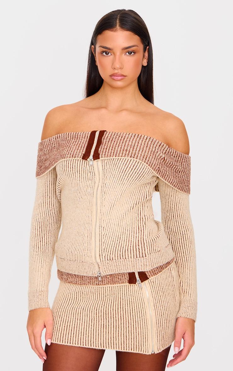 Rust Two Tone Foldover Micro Mini Skirt Product Image