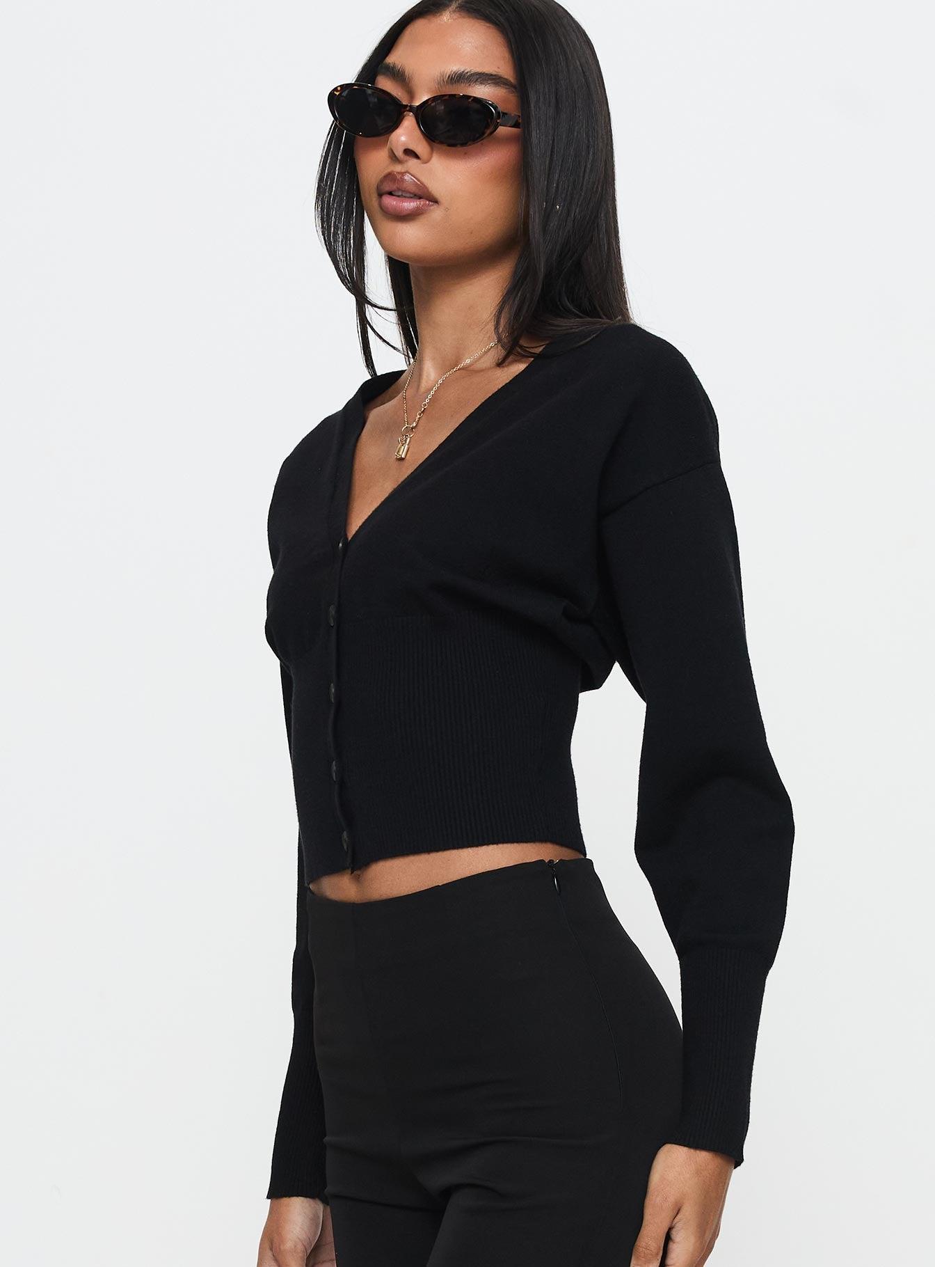 Wistfully Knit Cardigan Black Product Image