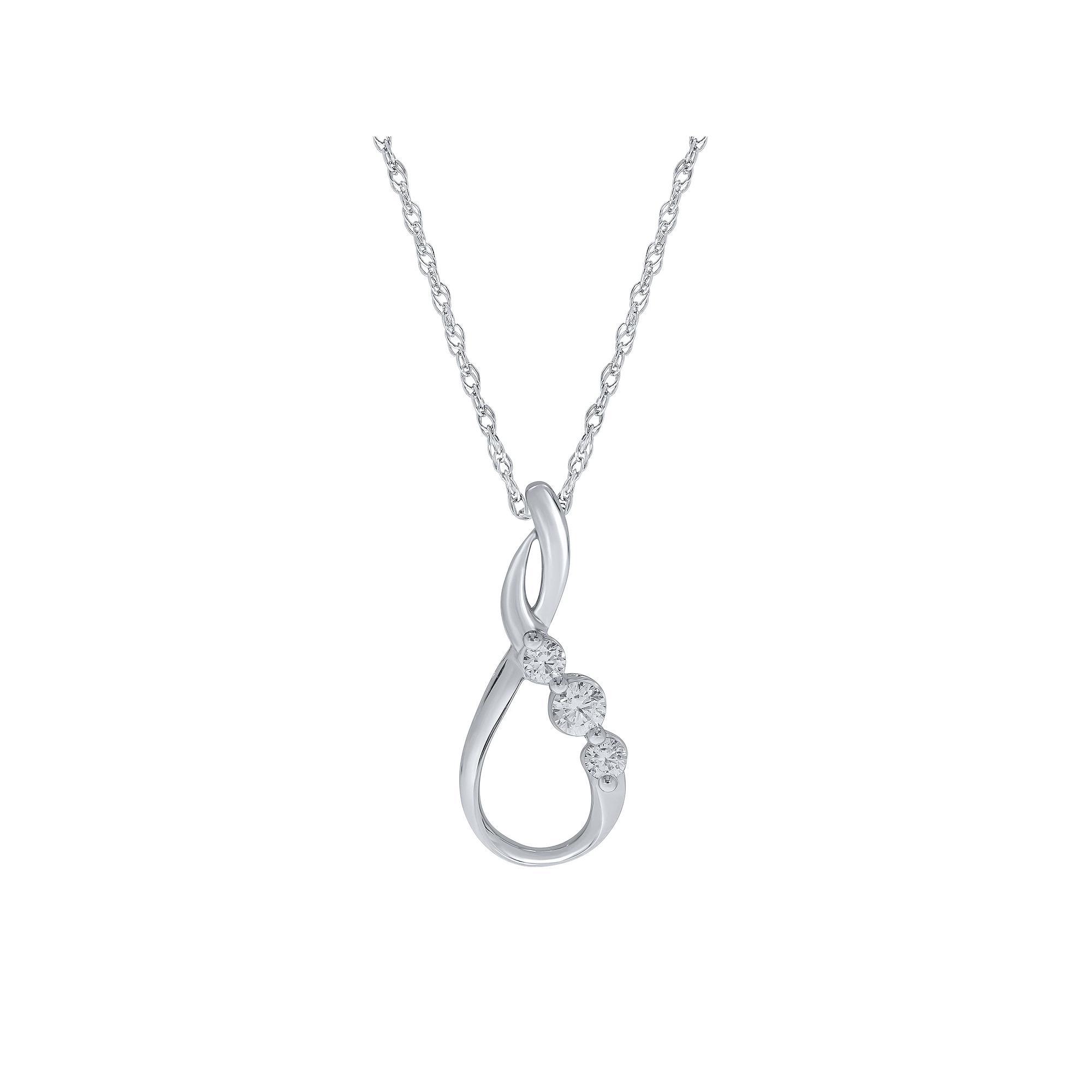 Together As One 10k Gold 1/4 Carat T.W. IGI Certified Diamond Infinity Pendant Necklace, Women's, Size: 18", 10k White Gold Product Image