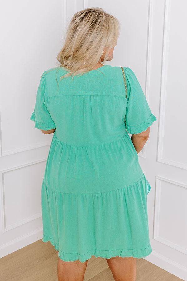 Simple Life Linen-Blend Mini Dress in Sea Glass Curves Product Image