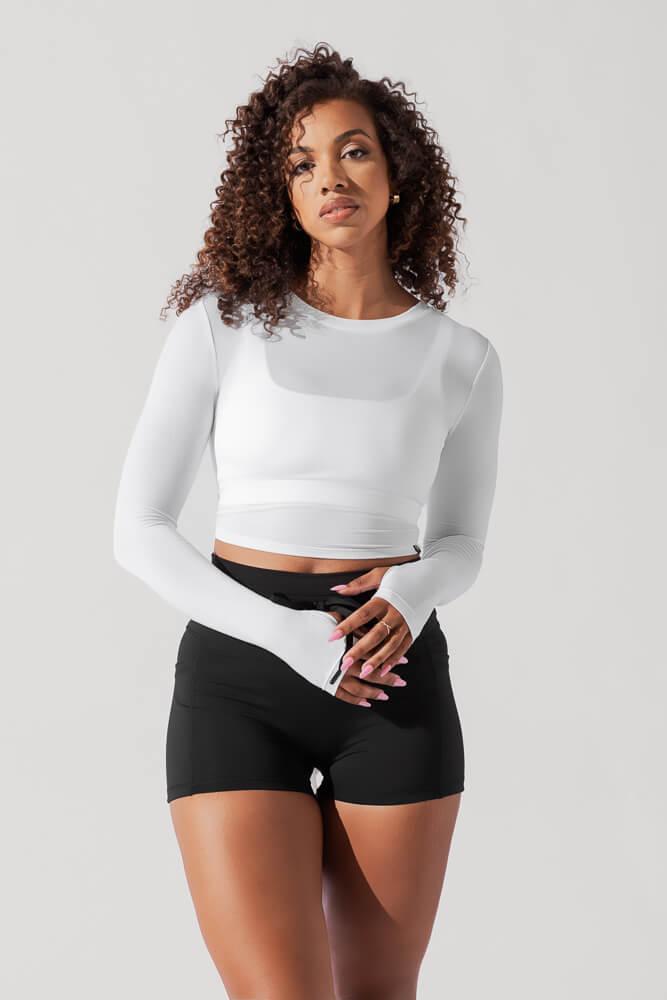 Bow Back Reversible Long Sleeve Top - Black Product Image