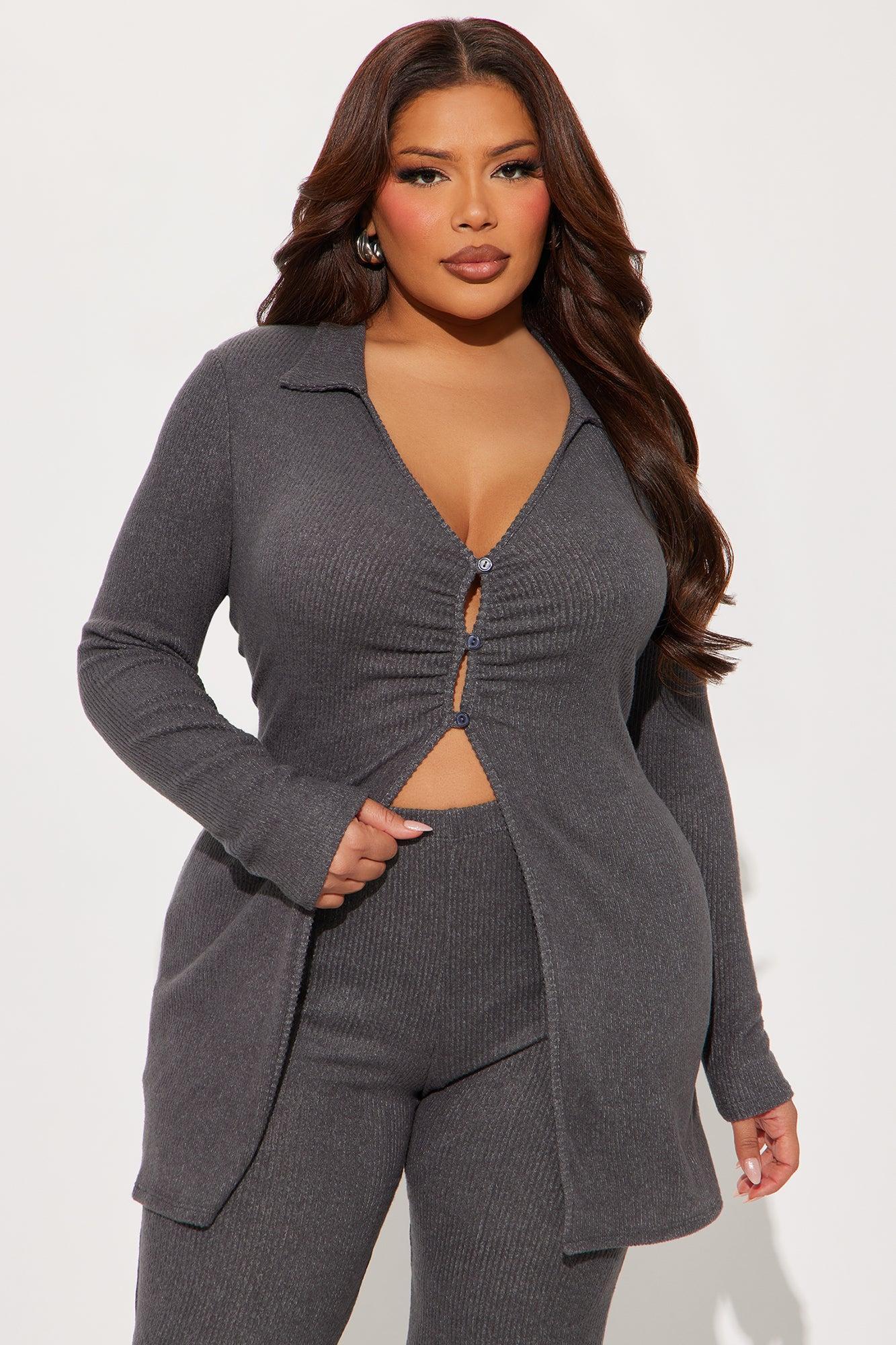 Camille Cozy Pant Set - Charcoal Product Image