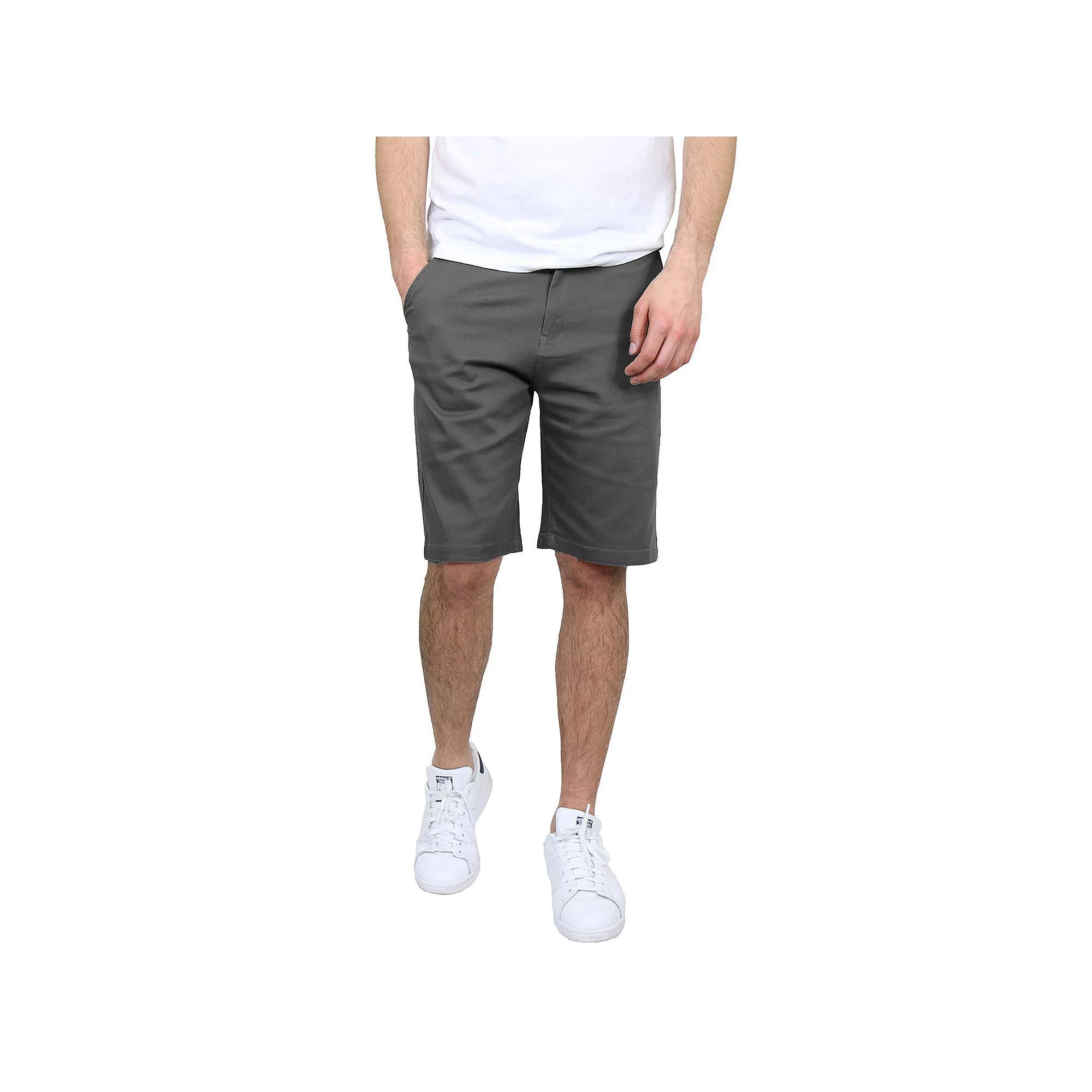 Men's Galaxy by Harvic 10.5" 5-Pocket Flat-Front Slim-Fit Stretch Chino Shorts, Size: 40, Gray Product Image