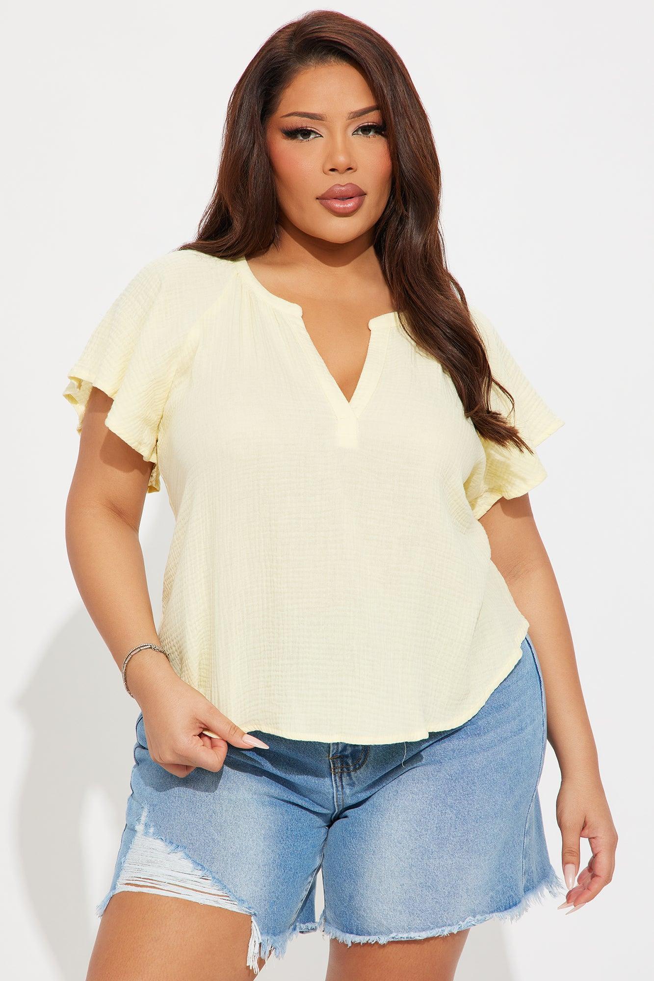 Breezy Outdoors Gauze Top - Yellow Product Image