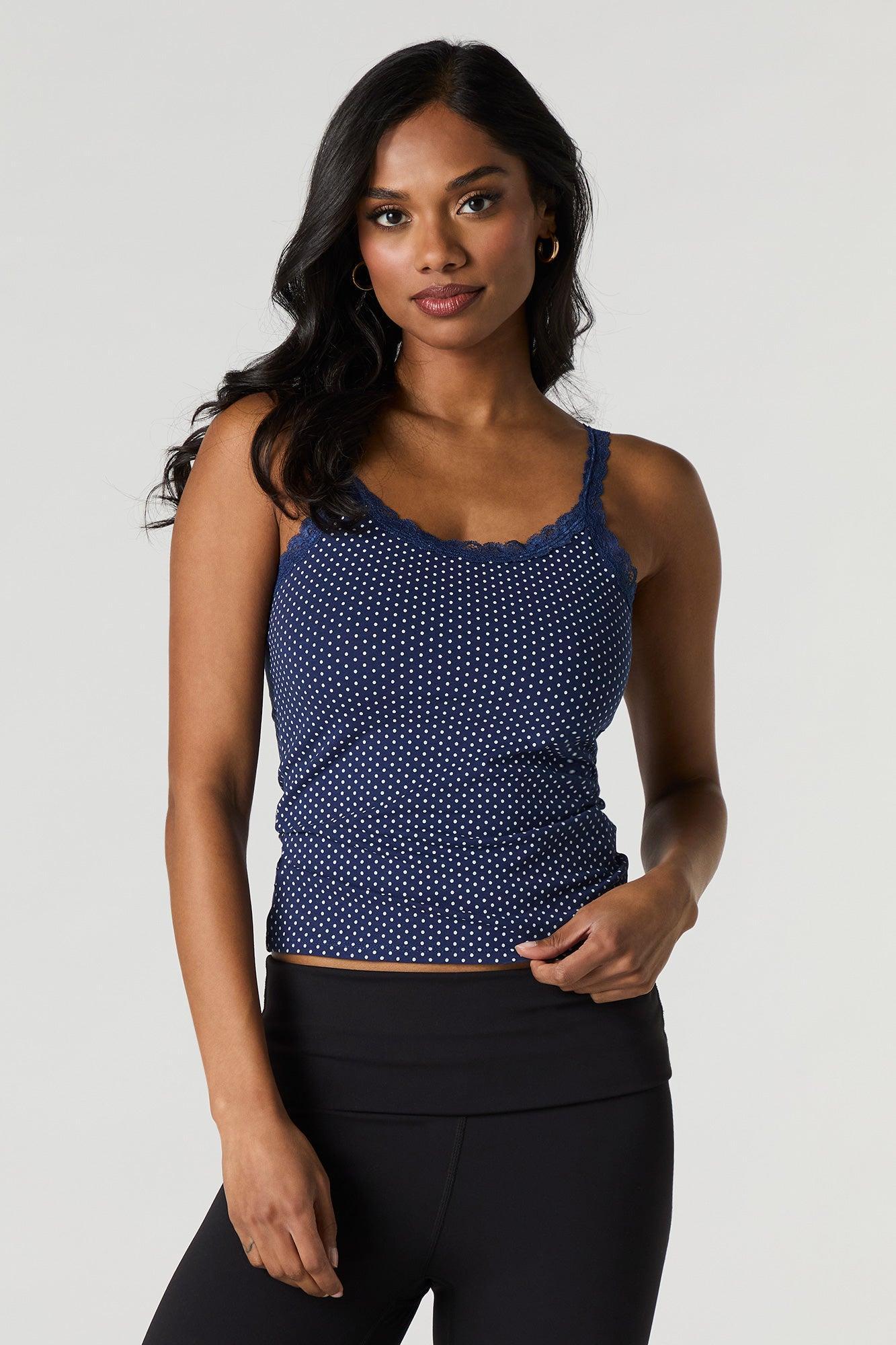 Scoop Neck Lace Trim Tank Female Product Image